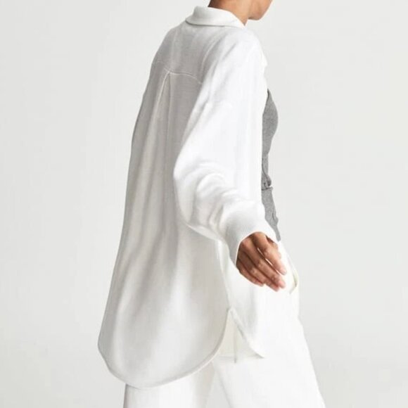 Reiss Knitted Oversized Button Down Shirt Top Wool Cashmere Blend Women's Size M - Picture 3 of 16
